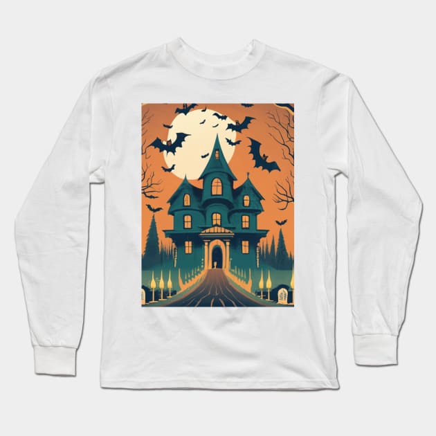 Whimsical Witches & Ghostly Giggles: Cartoon Halloween Long Sleeve T-Shirt by AmazinfArt